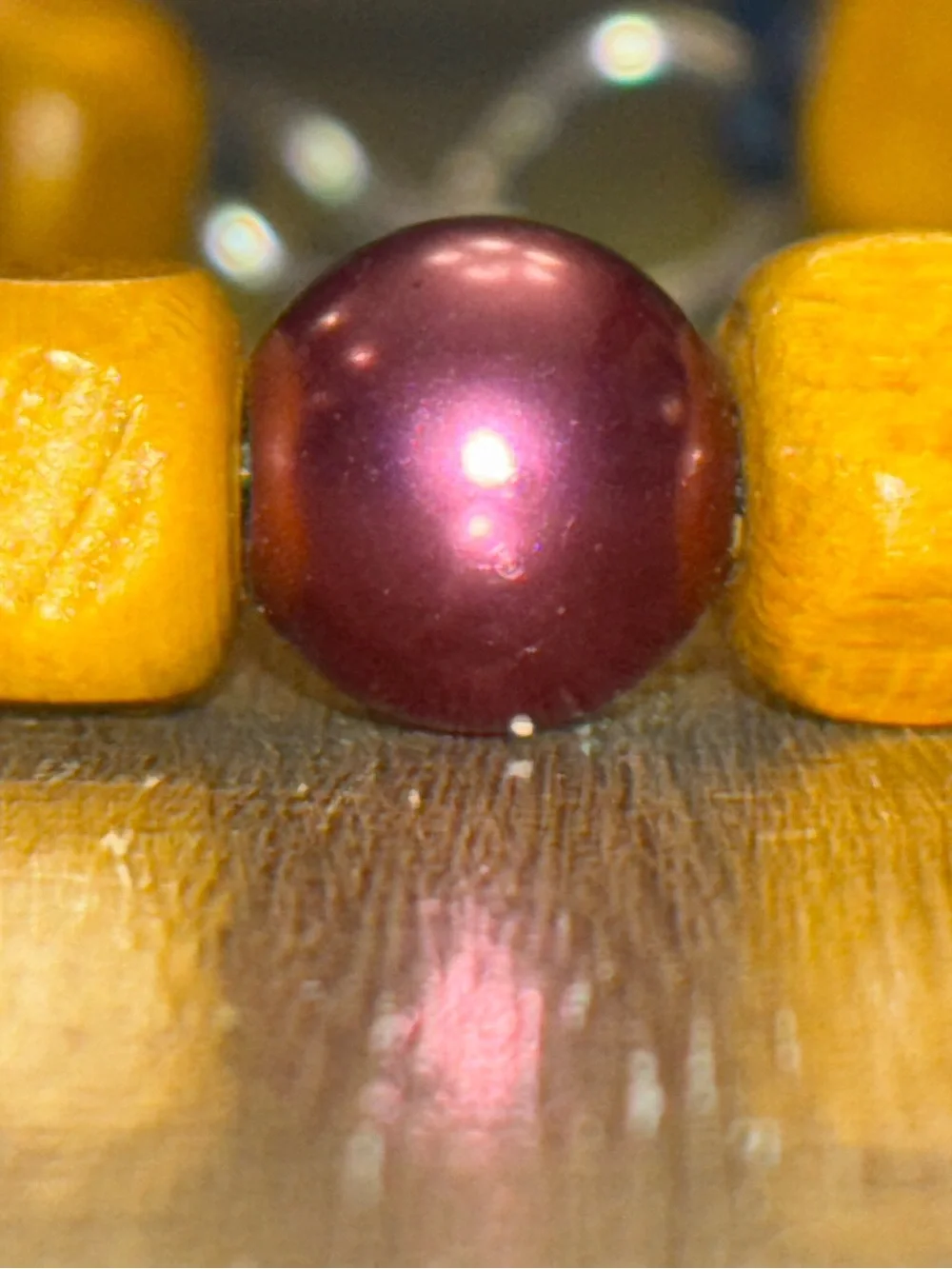 Handmade Purple and Mustard Beaded Bracelet